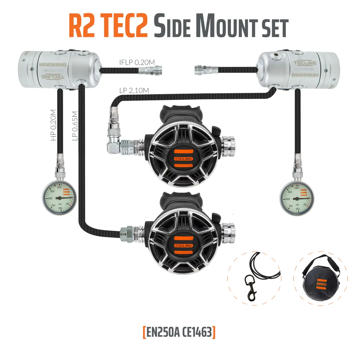 Regulador R2 TEC2 sidemount set - EN250A