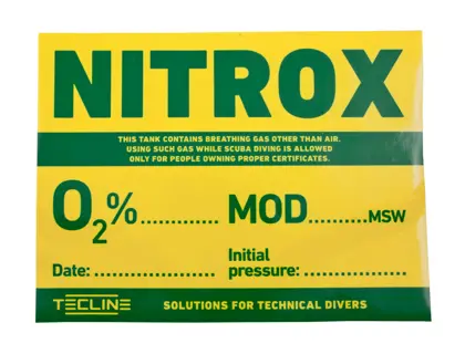 Information sticker NITROX 20 x 15 cm (eng. ver.)