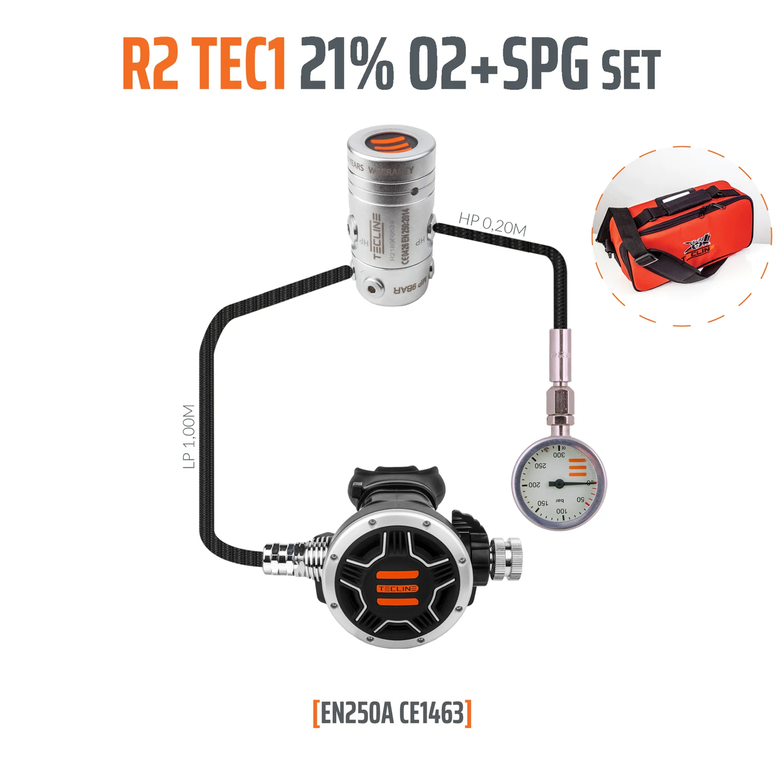 Regulador R2 TEC1 21% O2 G5/8 con SPG, stage set - EN250A