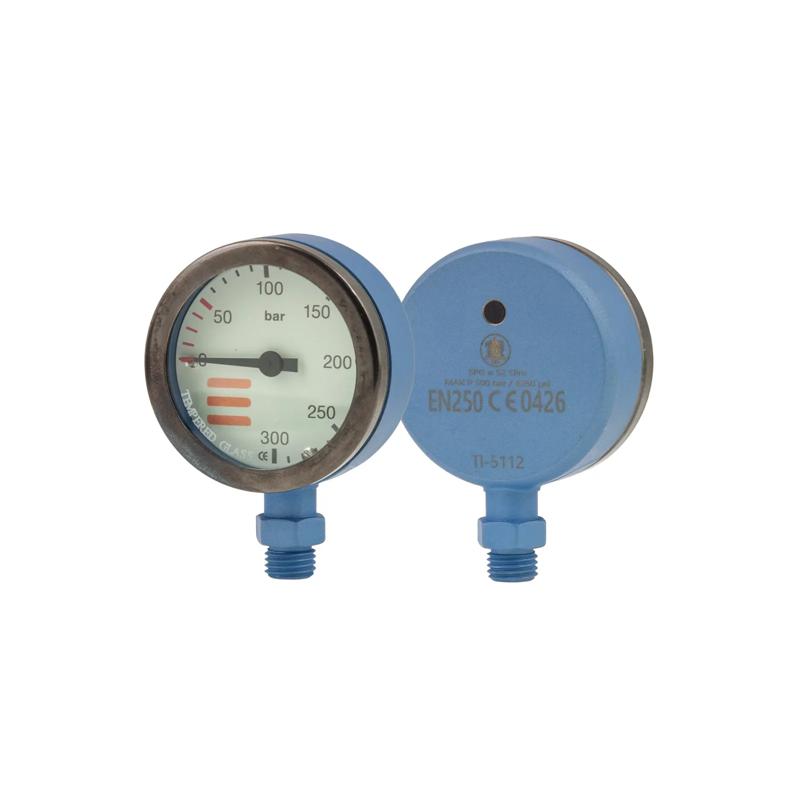 SPG diam 52 mm, scale 300 bar, presión de trabajo 230 bar, azul - cabezal solo