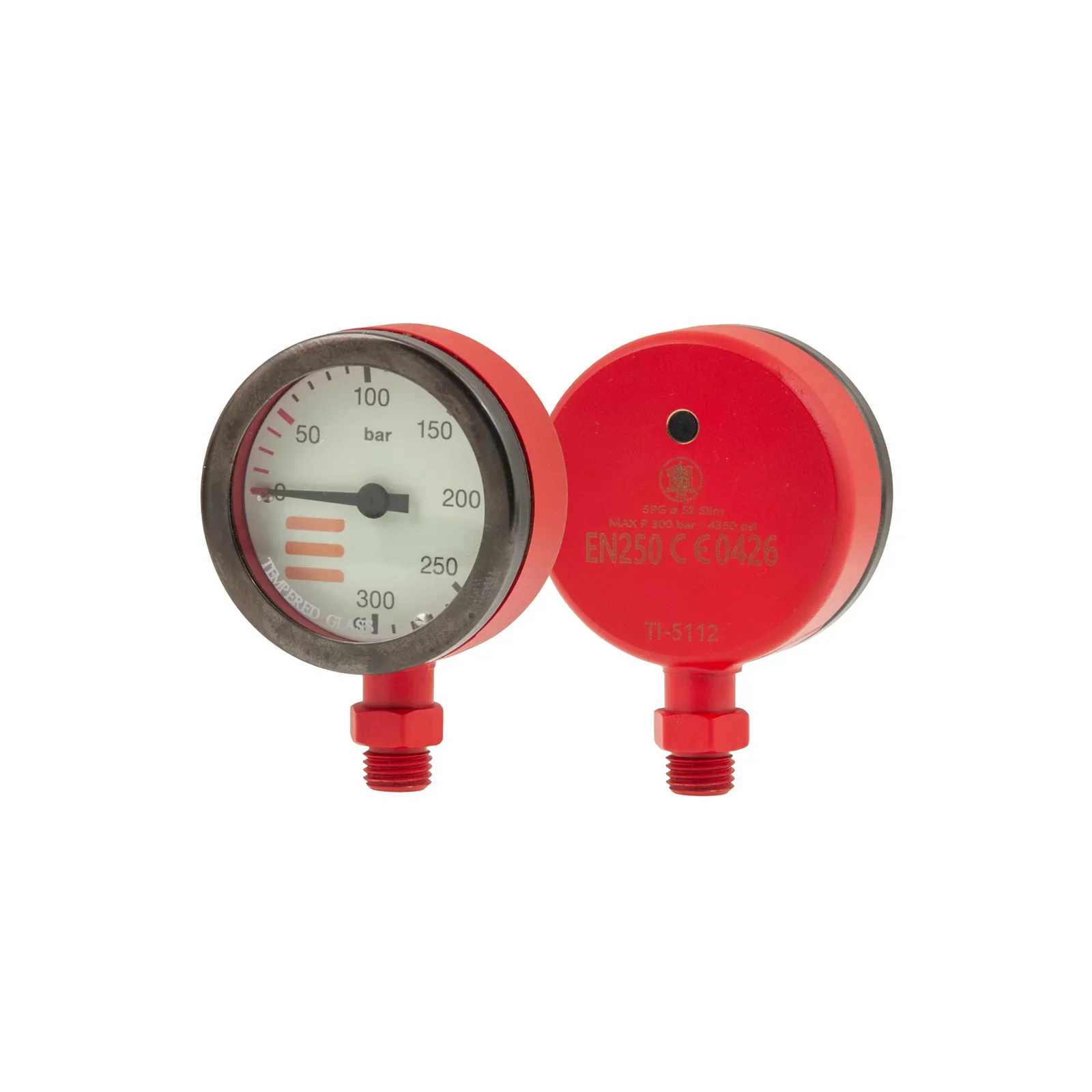 SPG diam 52 mm, scale 300 bar, presión de trabajo 230 bar, rojo - cabezal solo