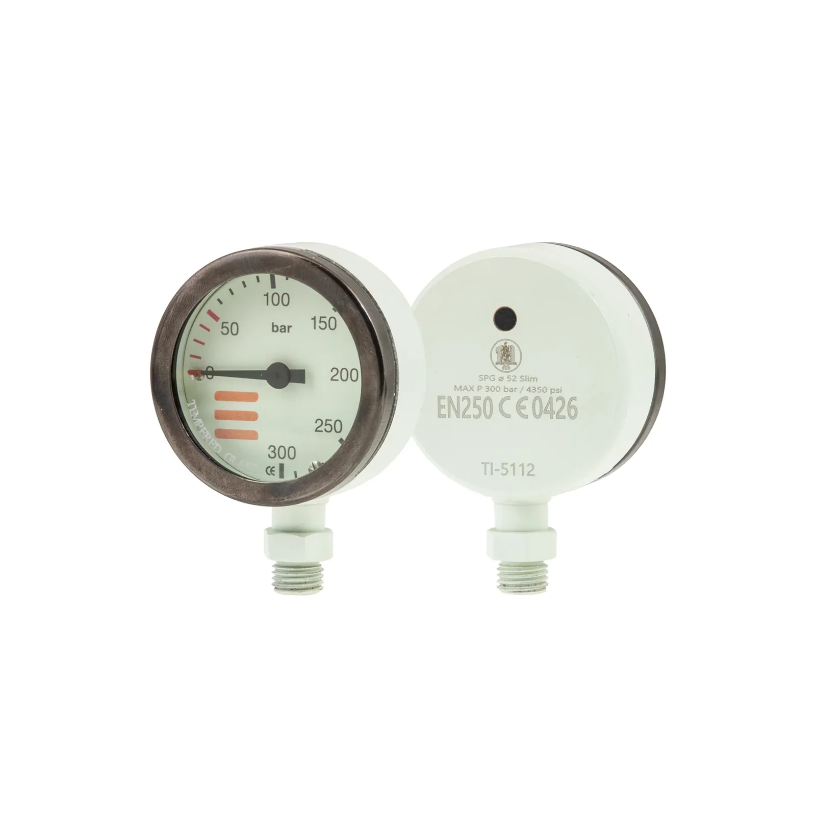 SPG diam 52 mm, scale 300 bar, presión de trabajo 230 bar, blanco - cabezal solo