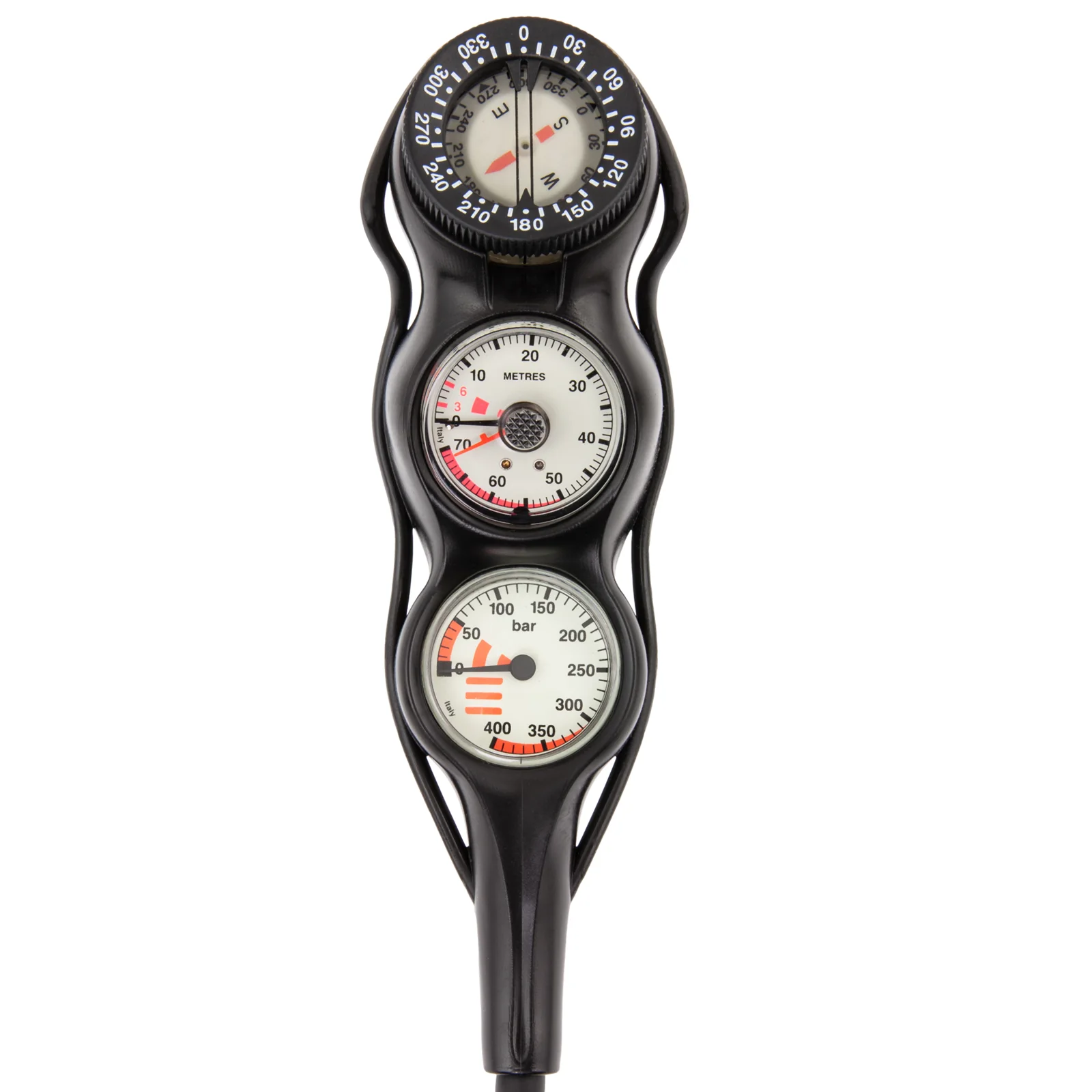 Consola Tecline EVO III, SPG 52 mm, scale 400 bar + depthgauge + brújula, latiguillos HP 80 cm