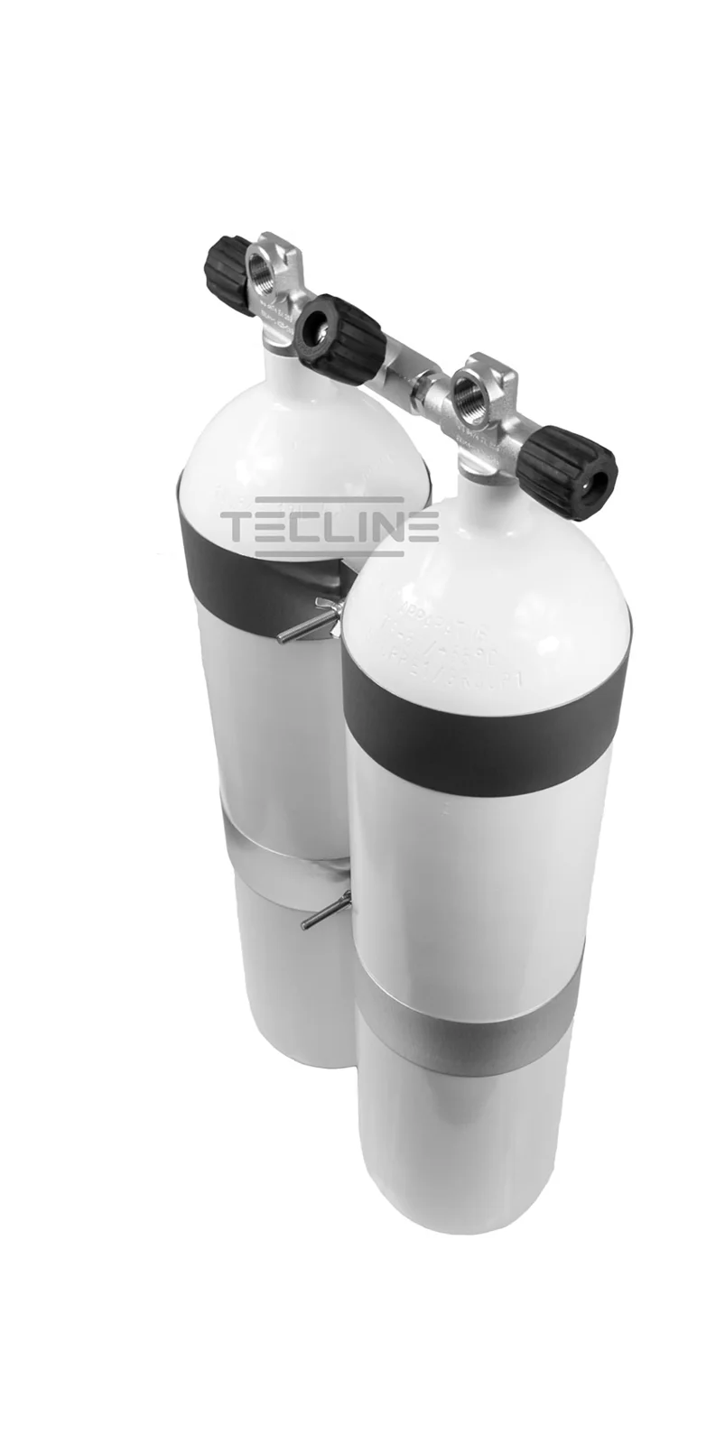 Bibotella 2 x 8,5L, 140mm, 232 bar,flat bot, Eurocylinder, 60mm abrazaderas de botella, manifold, goma knobs