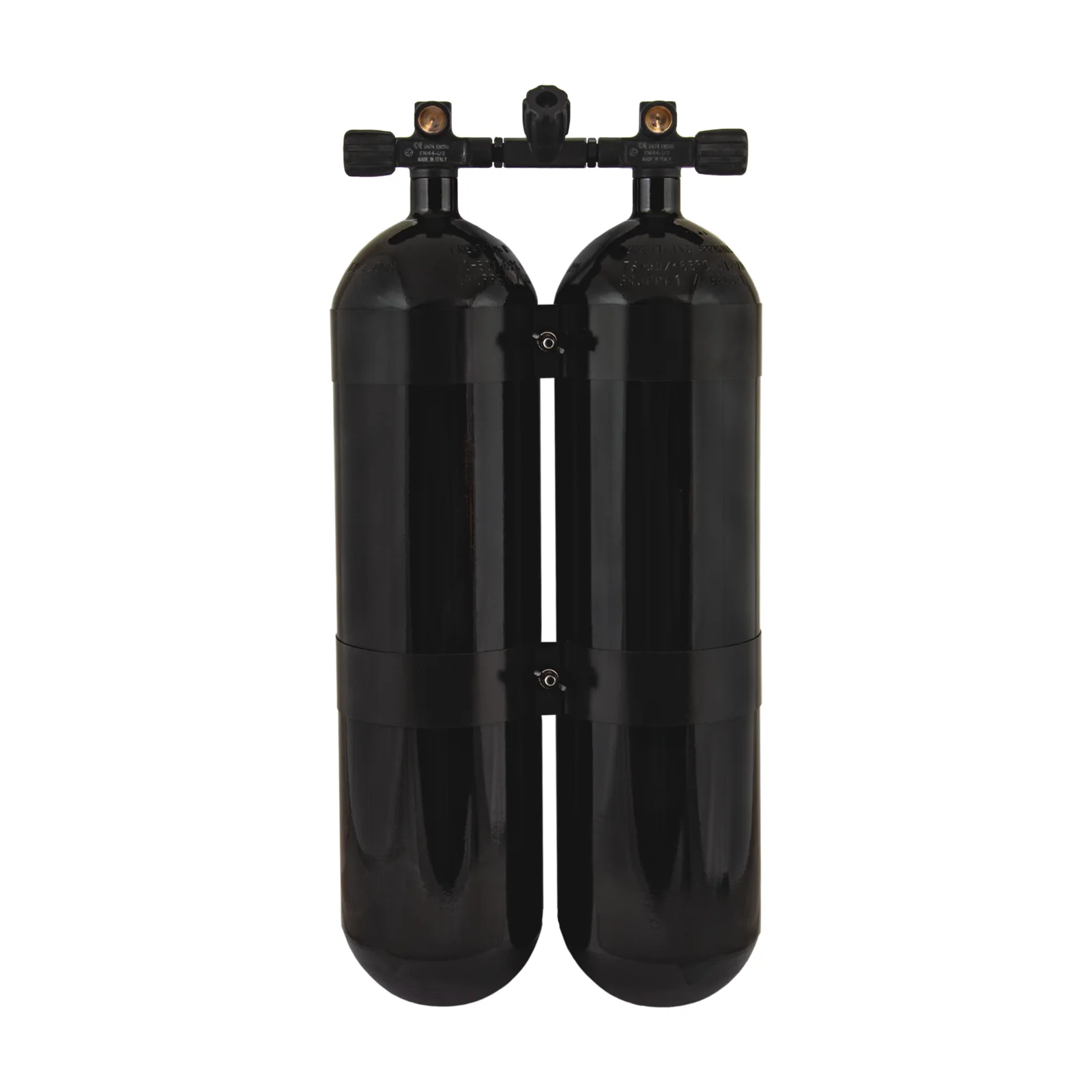 Bibotella 2 x 12L, 171mm, 232 bar, Eurocylinder, 60 mm inox abrazaderas de botella, manifold -