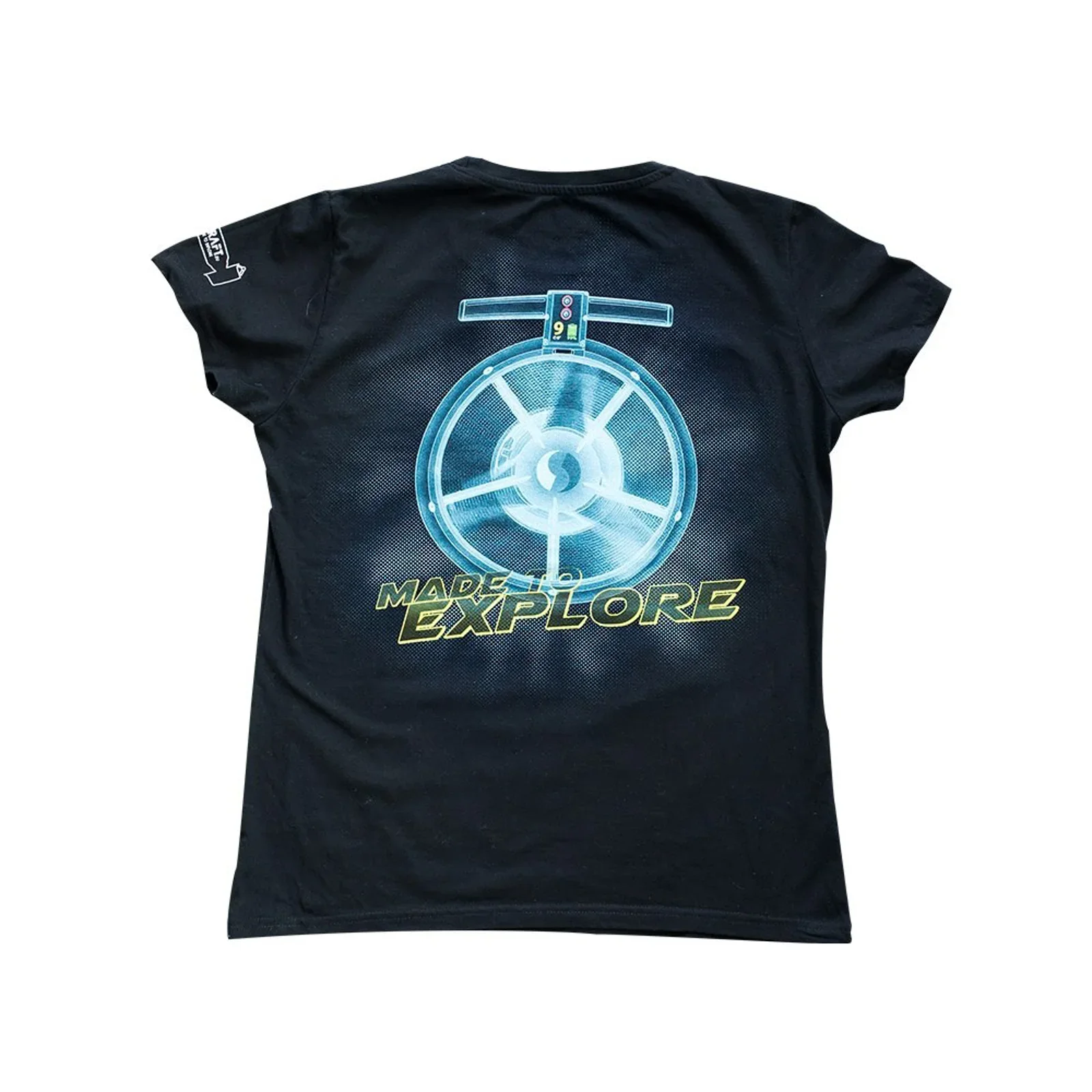 Seacraft Black cotton t-shirt (two-sided multicolor print) - female (S)